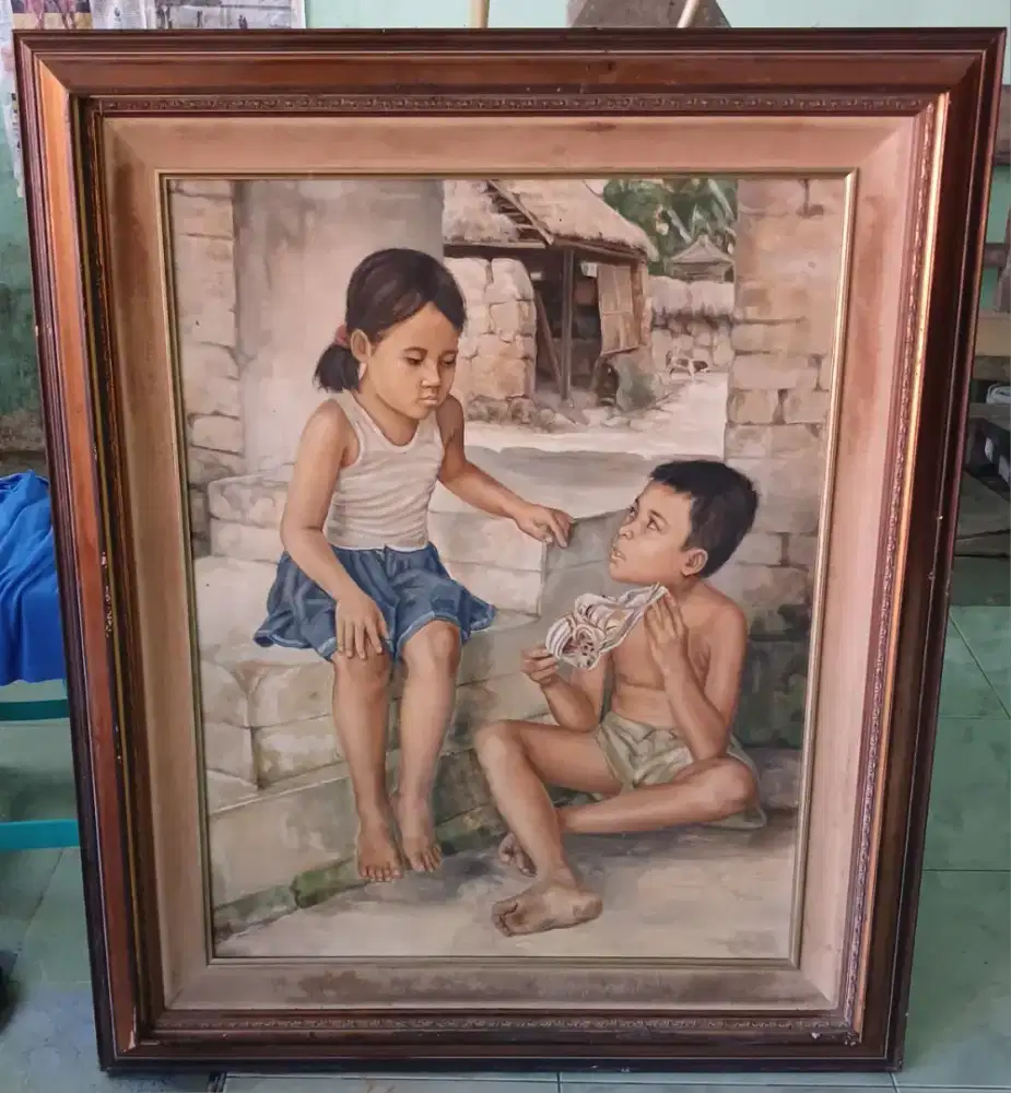 Lukisan Koleksi Anak Kecil Bermain tahun 1986 khusus kolektor/Hobby