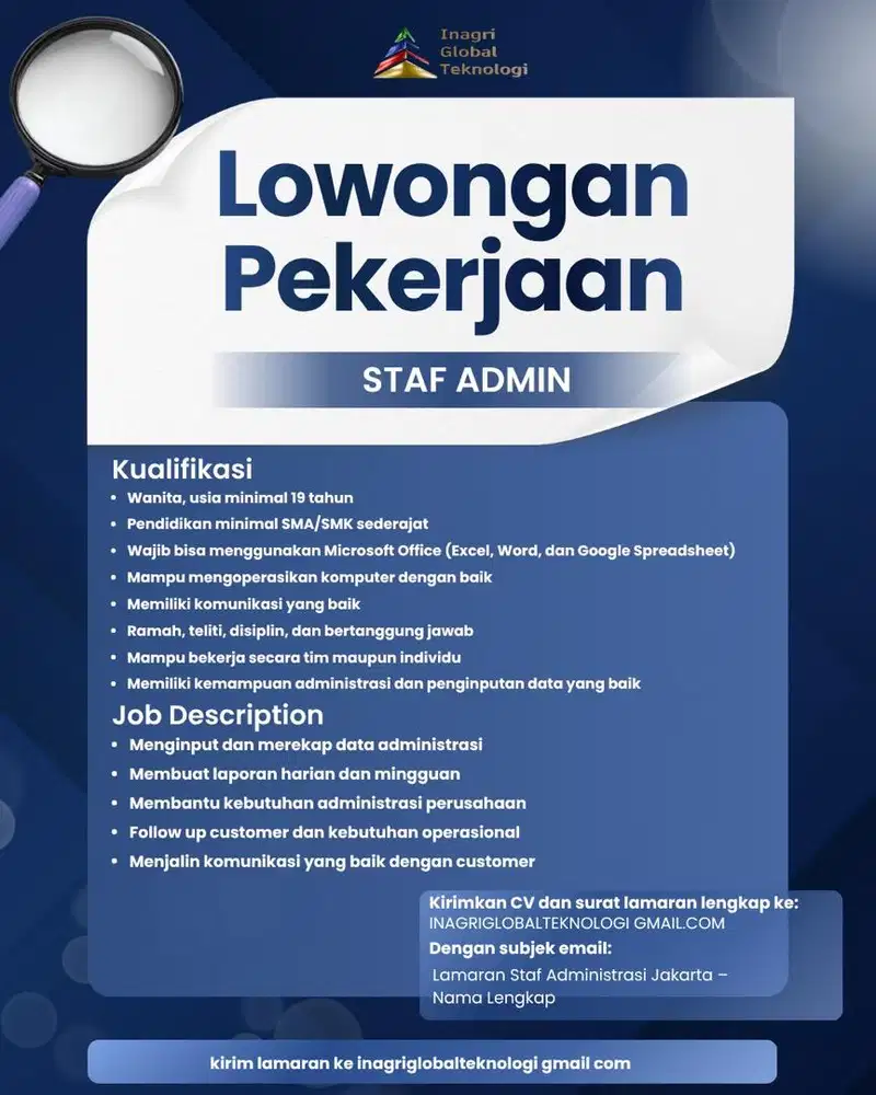 Lowongan Pekerjaan Admin Jakarta