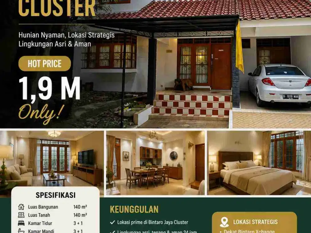 rumah cluster Bintaro jaya hot sale jual cepat depan