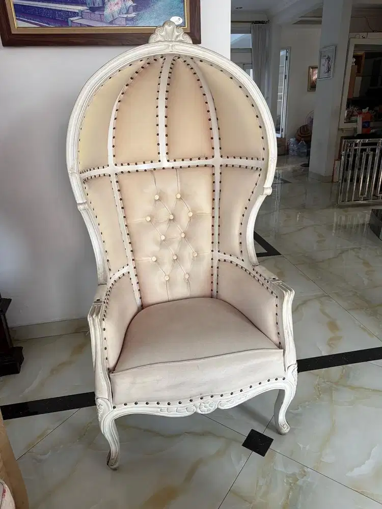 Kursi Sofa Egg Chair Vintage Classic Motif Floral Mewah
