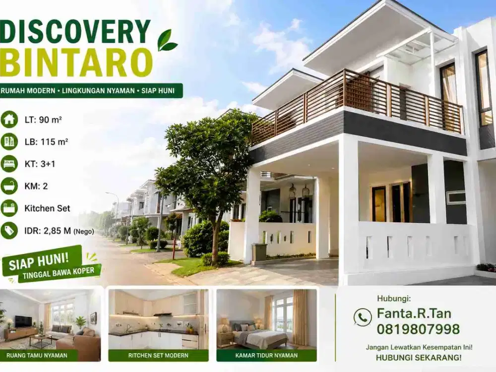 rumah discovery Bintaro jaya jual cepat siap huni dekat taman