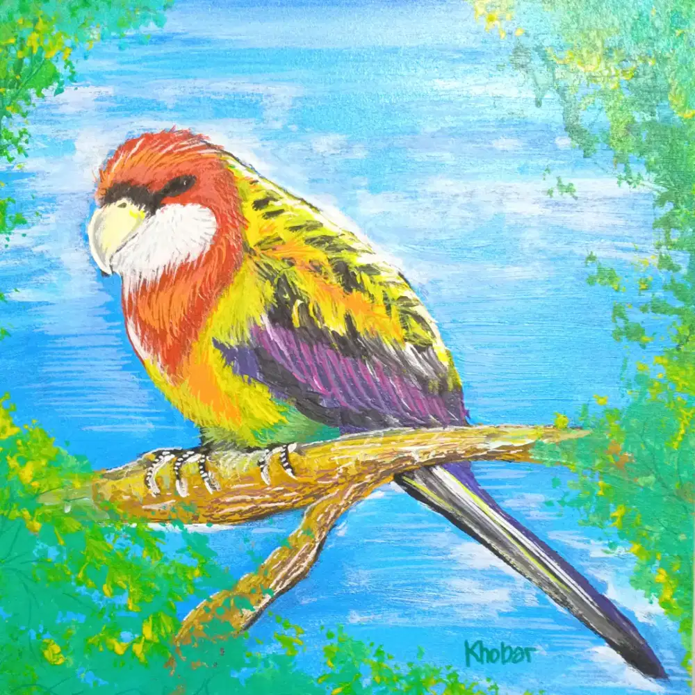 Eastern Rosella - Lukisan Asli Acrylic di Kanvas oleh Khobar Santosa