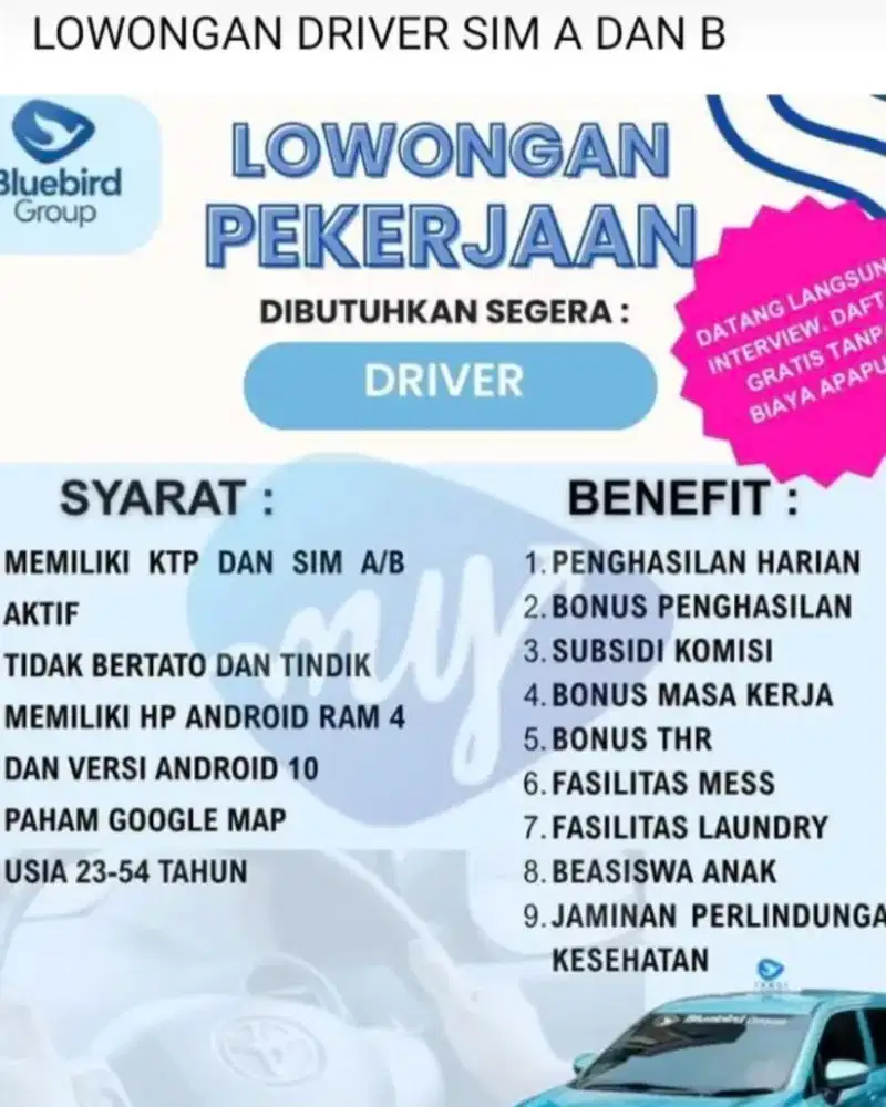 Lowongan Driver Bandara dan Online