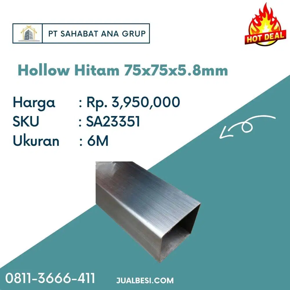 Hollow Hitam 75x75x5.8mm