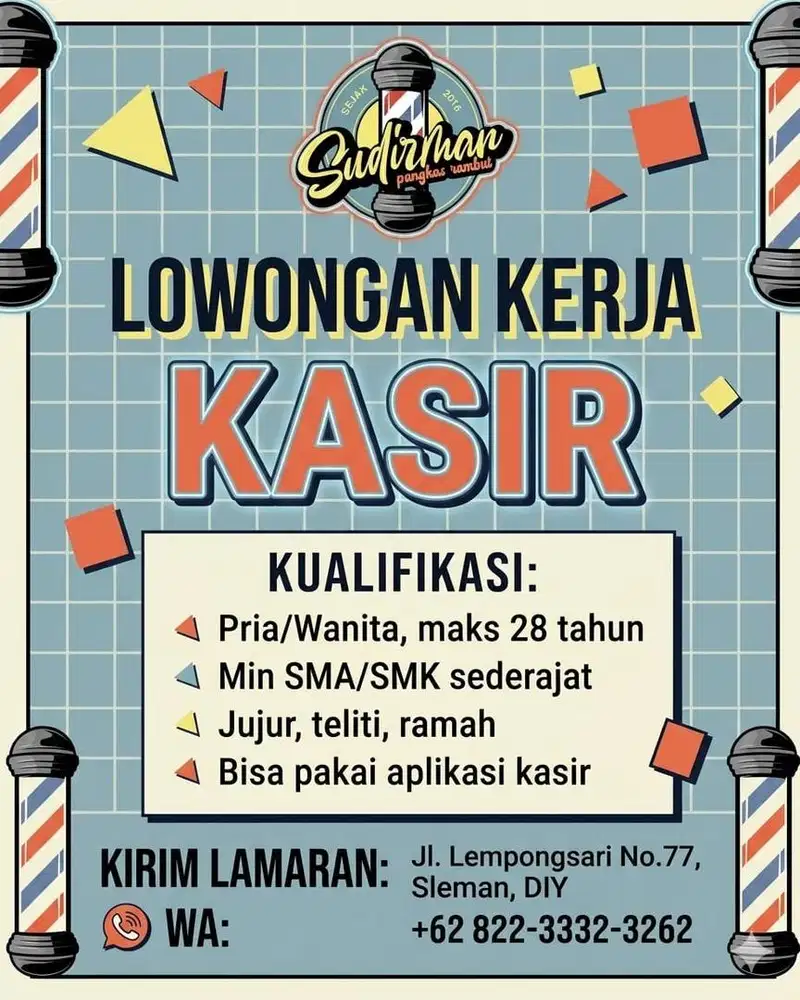 Lowongan kerja Kasir / Trainee Barber