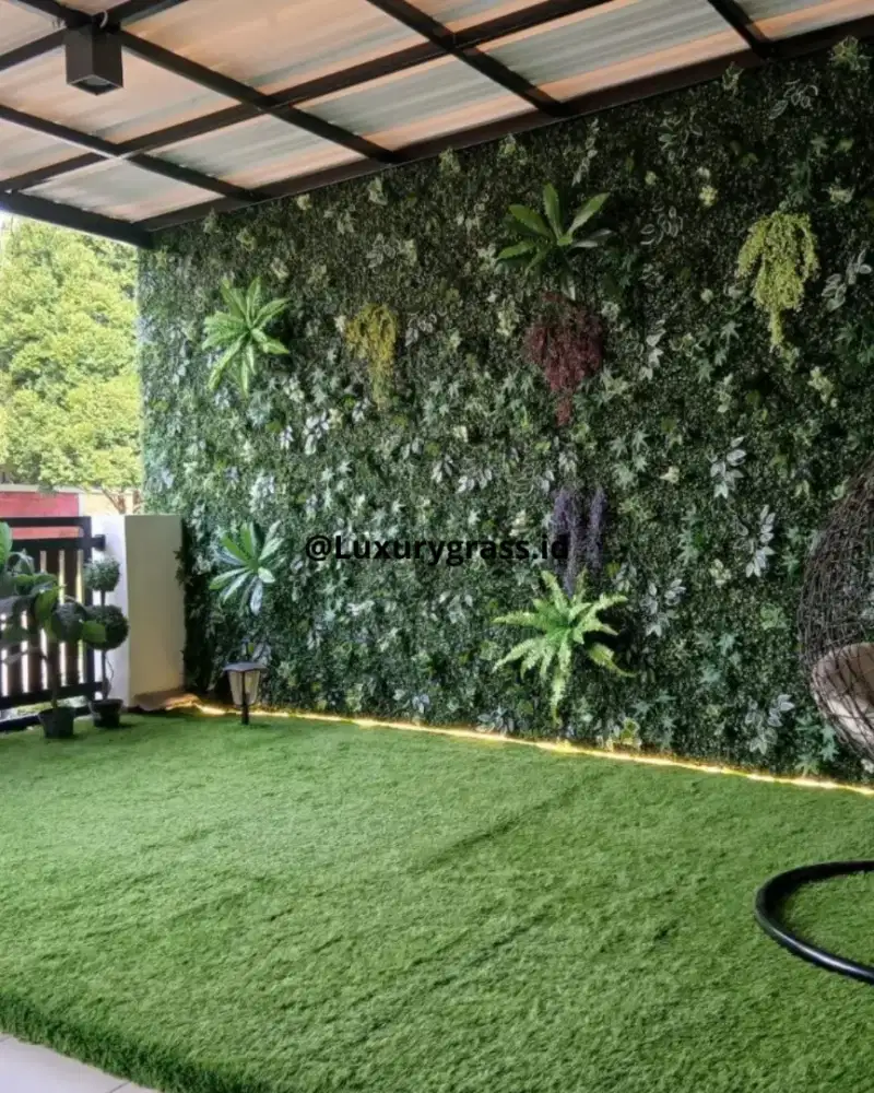Rumput sintetis hijau natural siap kirim