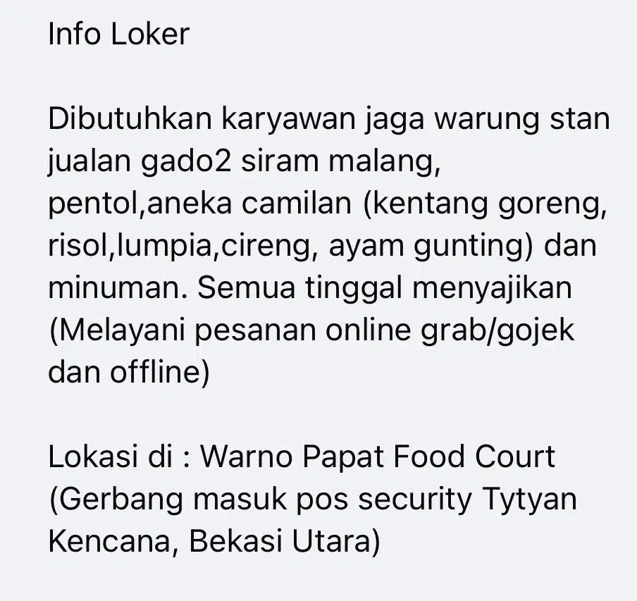 Loker Jaga Warung