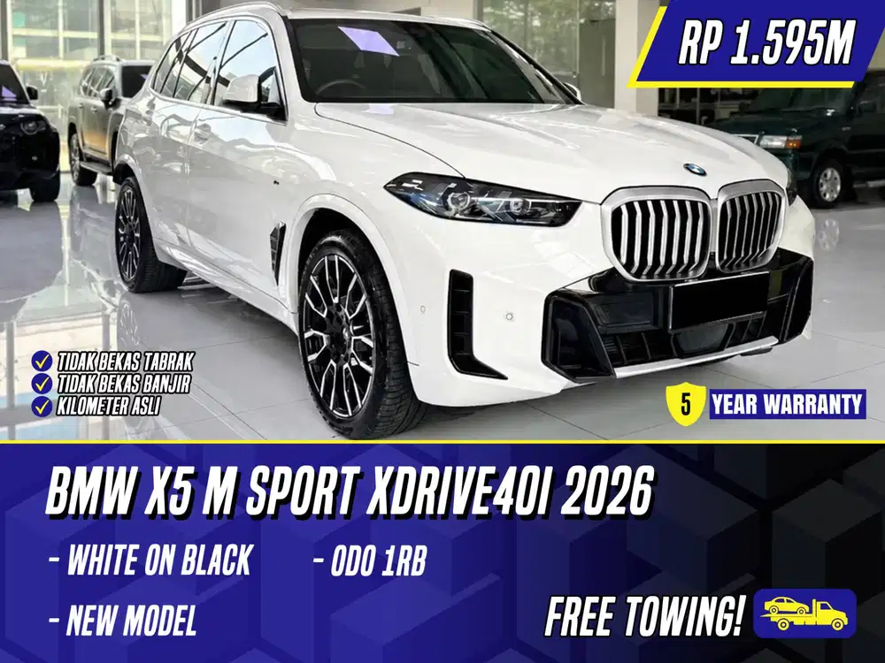 BMW X5 M Sport xDrive40i 2026 NIK 2025 White on Black Putih MSport