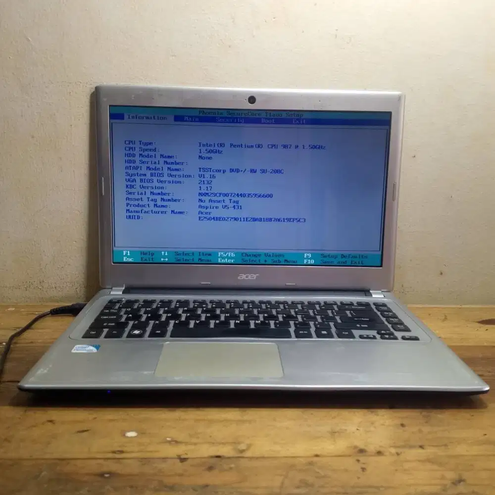 Acer Aspire V5-431 intel Pentium CPU 987 MINUS