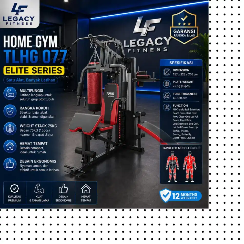 Multigym 3 sisi TLHG-077 dengan sandsack alat fitnes HHF-689