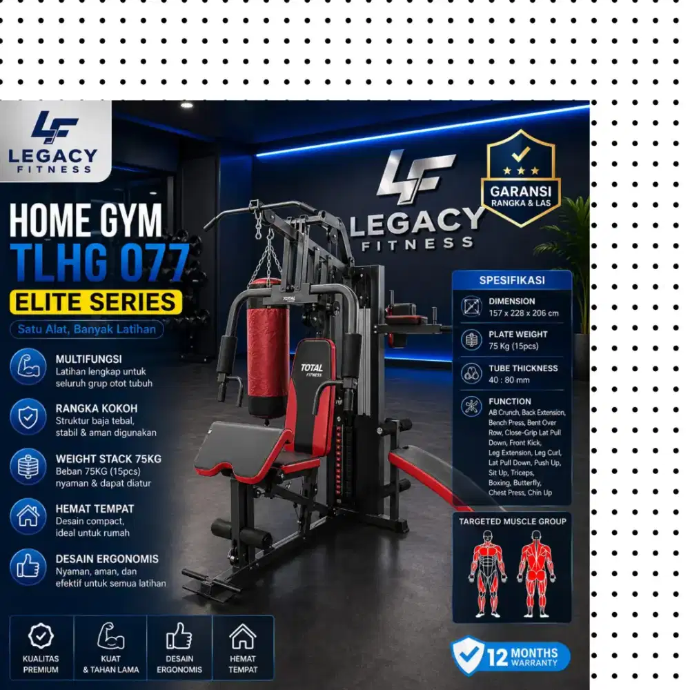 Multigym 3 sisi TLHG-077 dengan sandsack alat fitnes HHF-689