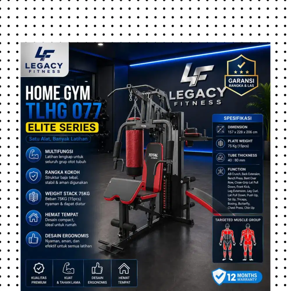Multigym 3 sisi TLHG-077 dengan sandsack alat fitnes HHF-689
