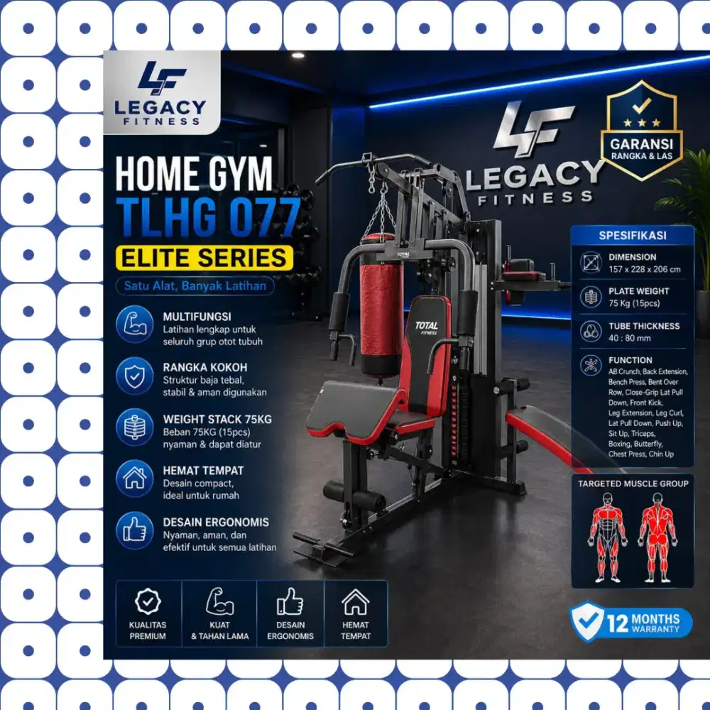 Multigym 3 sisi TLHG-077 dengan sandsack alat fitnes HHF-689