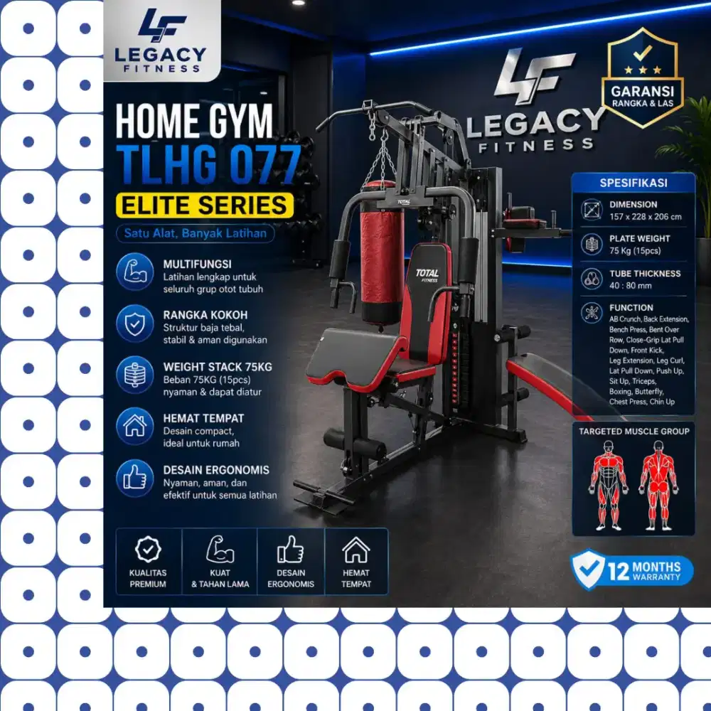 Multigym 3 sisi TLHG-077 dengan sandsack alat fitnes HHF-689