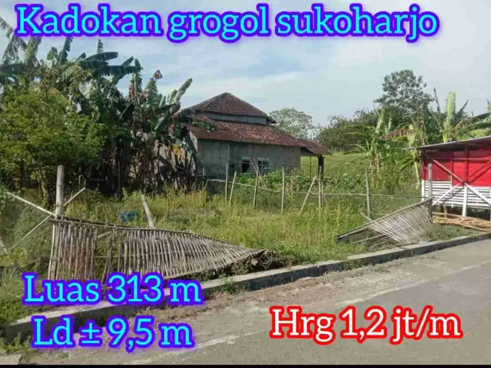 Dijual pekarangan murah di kadokan grogol sukoharjo