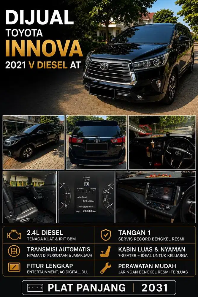 Toyota Innova 2.4 V Diesel AT 2021 Tangan 1 Service Record