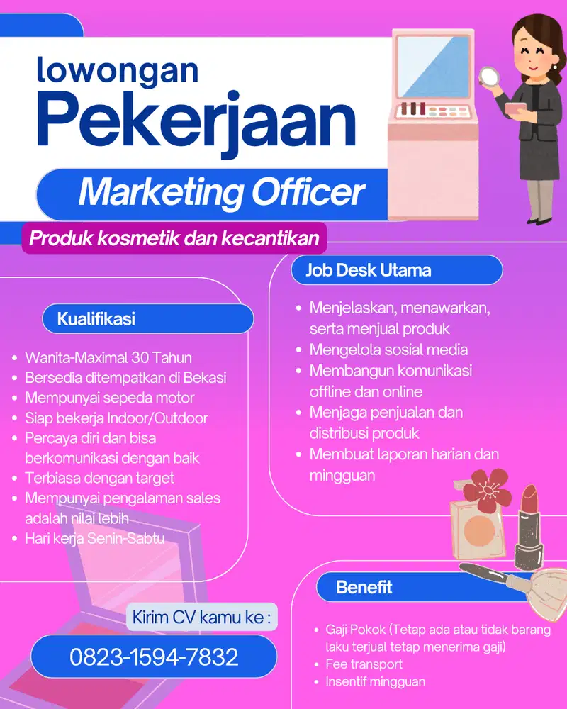 Lowongan kerja Marketing officer sales marketing spg
