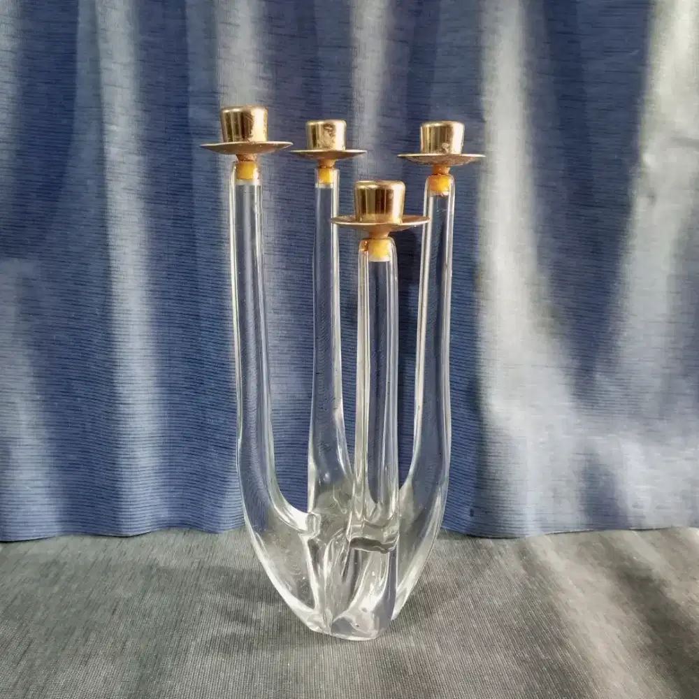 Vintage Candelabra Schneider France 4-Arm Kristal Mid-Century