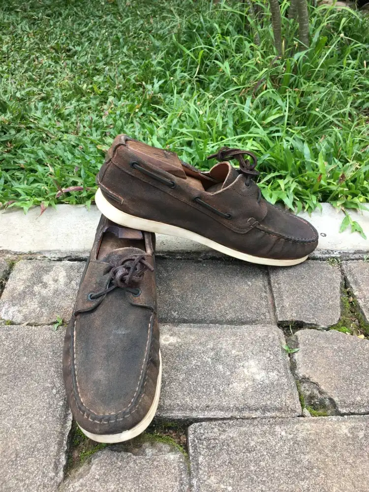 Sepatu Boat Shoes Loafers Kulit Suede Pria Size 40 Camel Active