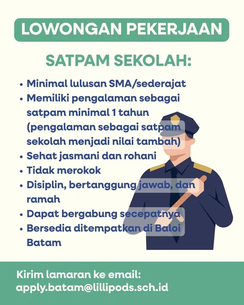 LOWONGAN PEKERJAAN SECURITY BATAM