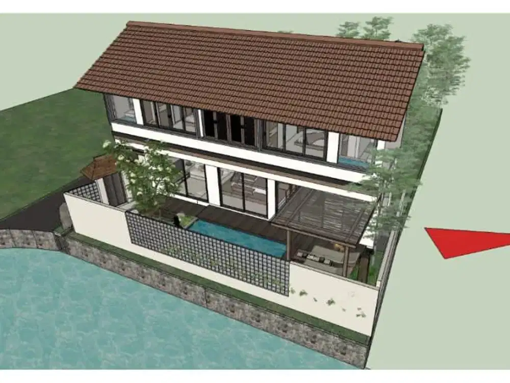 Rumah View Sungai dan Hutan di Lingkungan Villa Kayu Tulang Canggu
