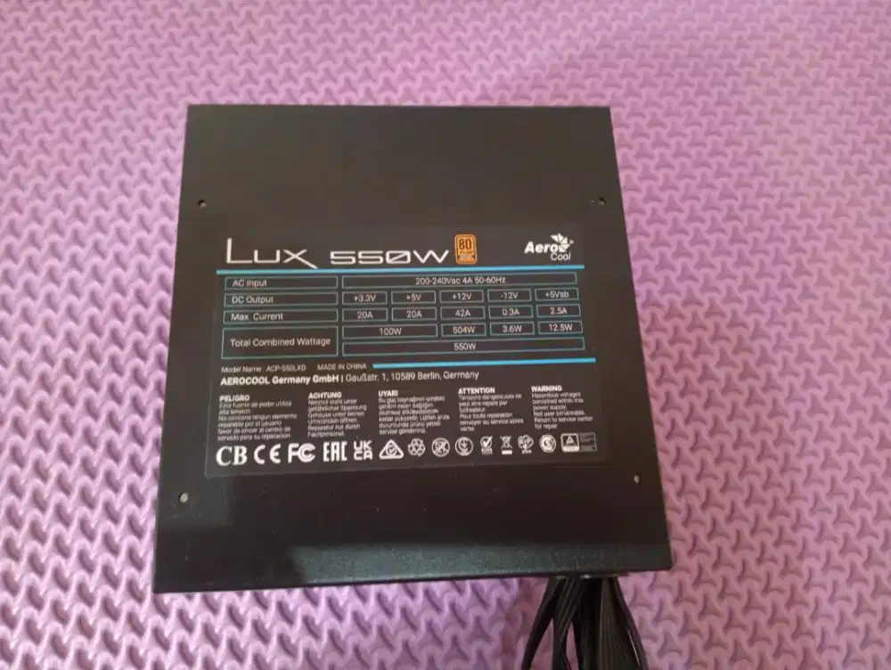 Psu pure 550w 80+ bronze 6+2pin vga flat cable