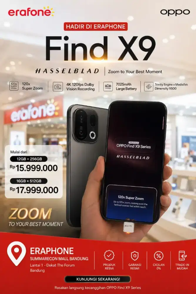 OPPO Find X9 Series Hadir di Erafone Summarecon Mall Bandung!