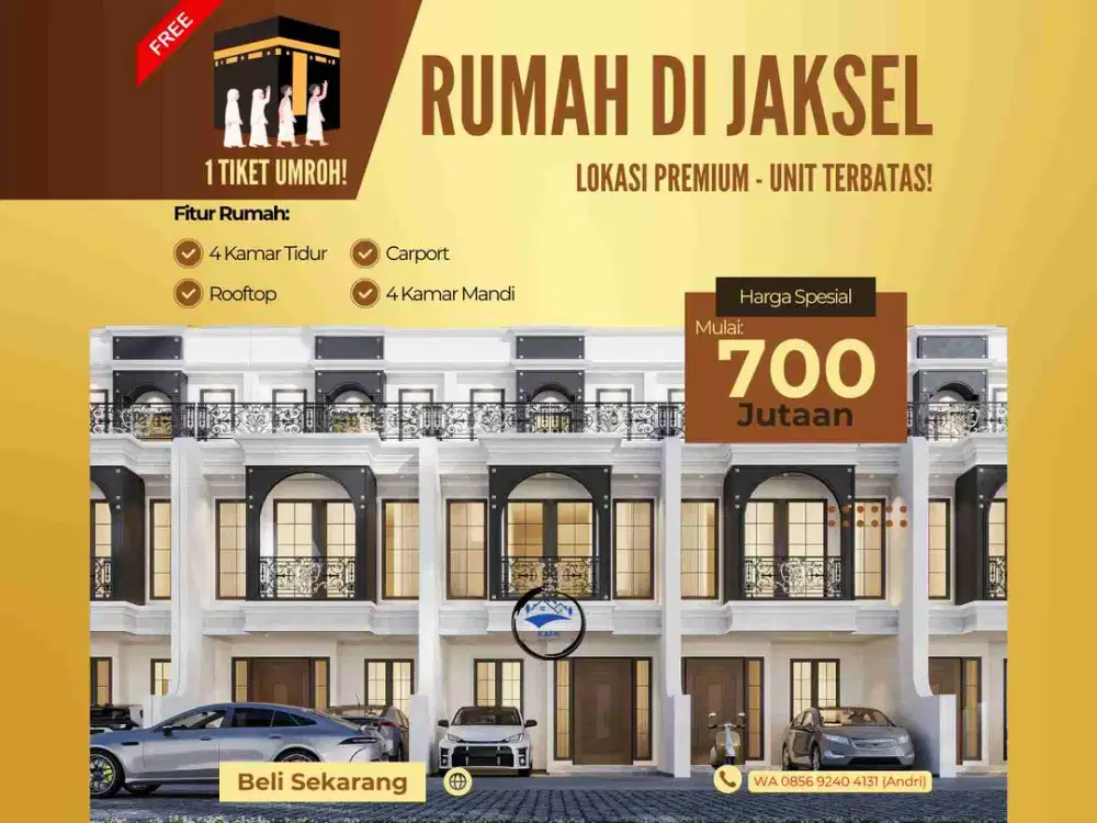 Rumah Mewah 2,5 Lantai + Rooftop di Kebagusan – Harga Mulai 700 Jutaan