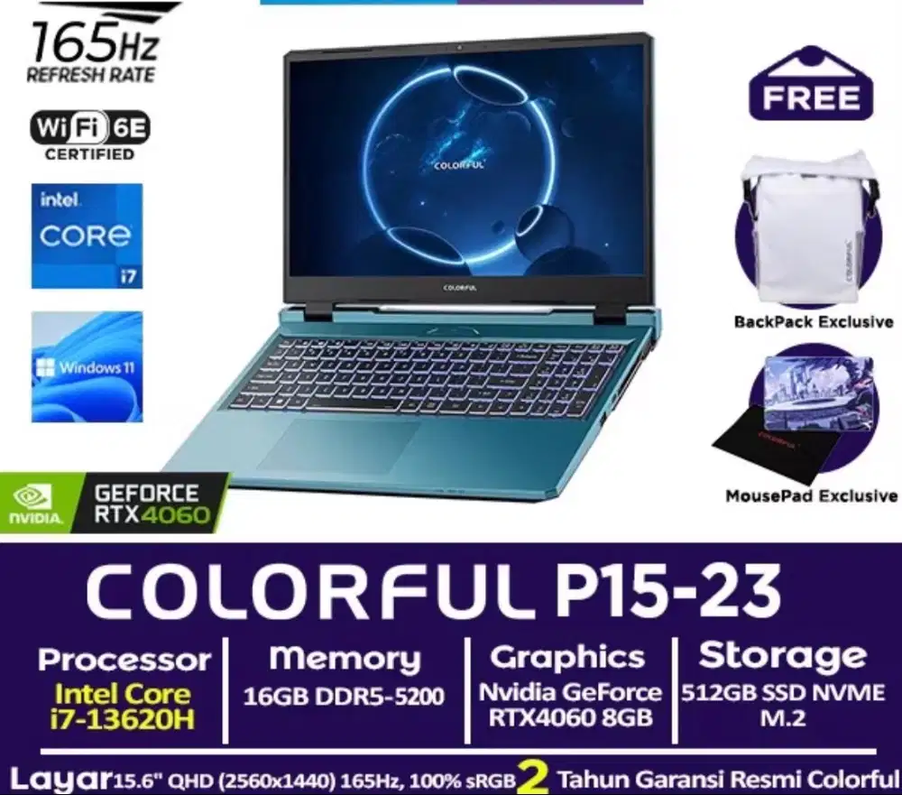 Laptop Gaming Colorful Evol P15 - Intel Core i7-13620H | 16GB | GeForc