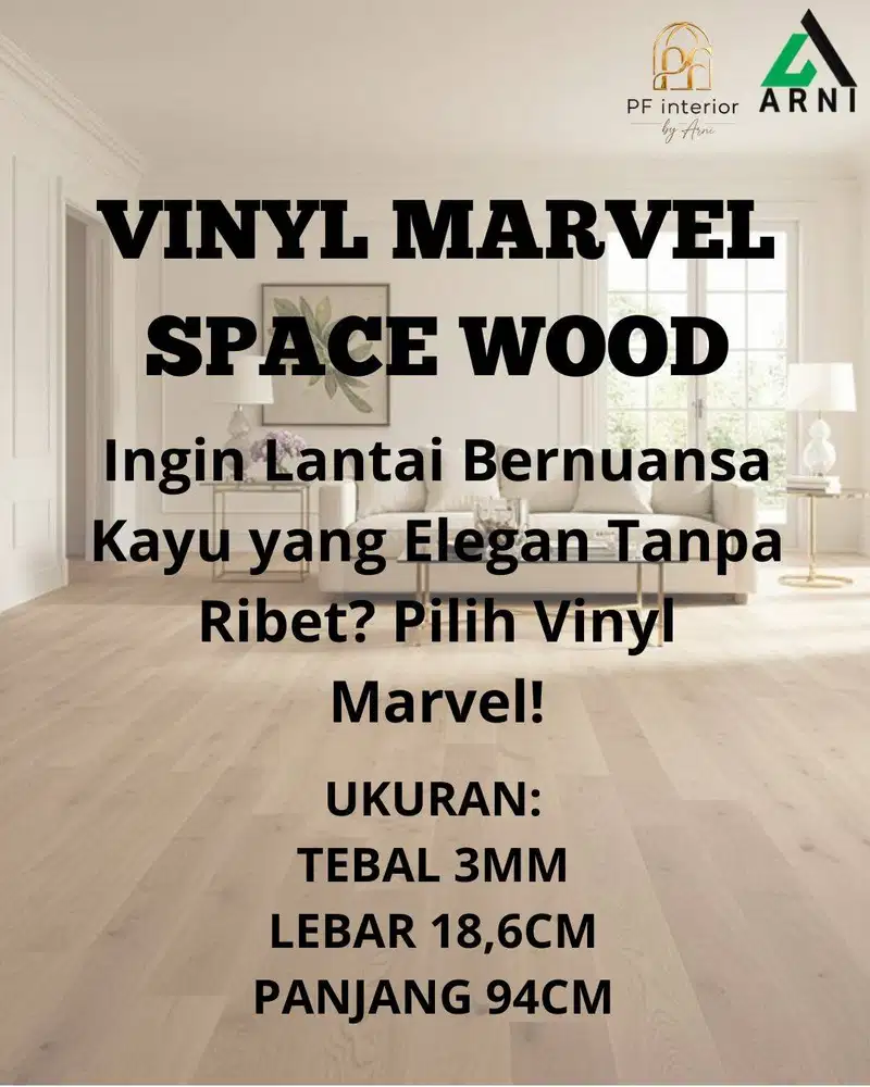 Lantai Vinyl by Marvel Spacewood 3mm I Modern I Motif Kayu I Anti Raya
