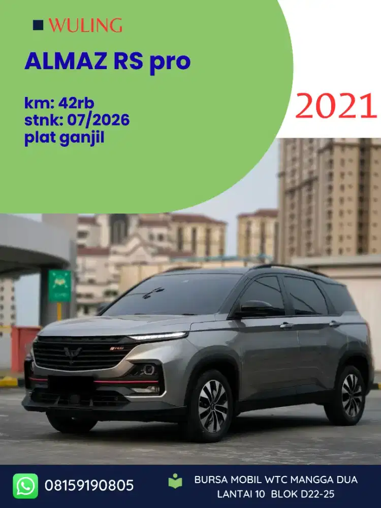 Wuling Almaz RS pro 5seater matic tahun 2021 abu abu