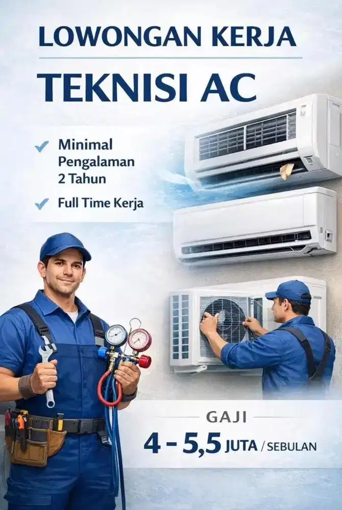Lowongan Kerja Tukang AC Minimal 2 Tahun