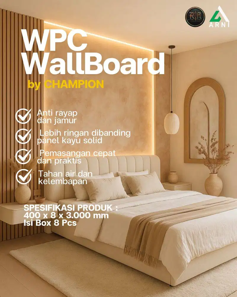 WPC Wallboard by Champion/ Panel Dinding Tahan Air/ Anti Rayap/ Modern