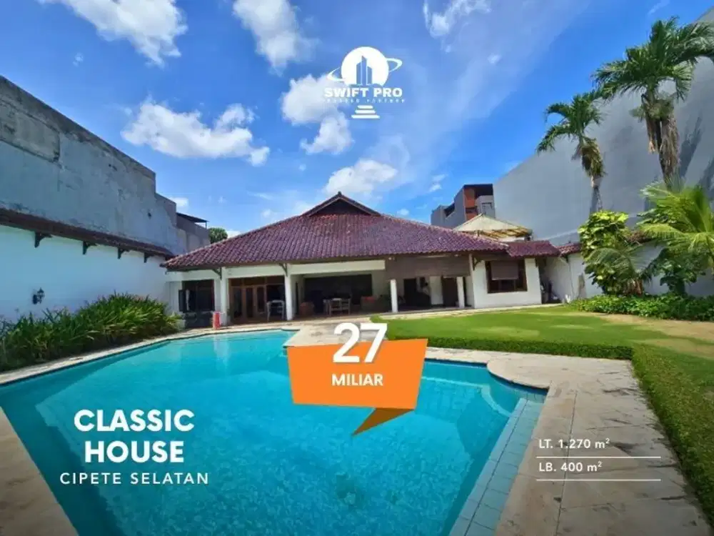 Dijual Rumah Lokasi Strategis lahan luas dekat Sekolah Prancis berada di Cipete selatan Jakarta Selatan