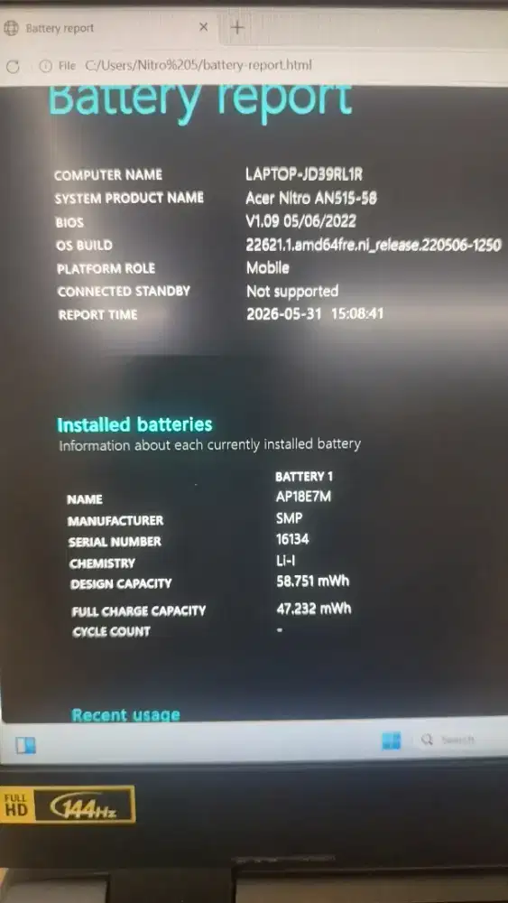 laptop Acer nitro 5