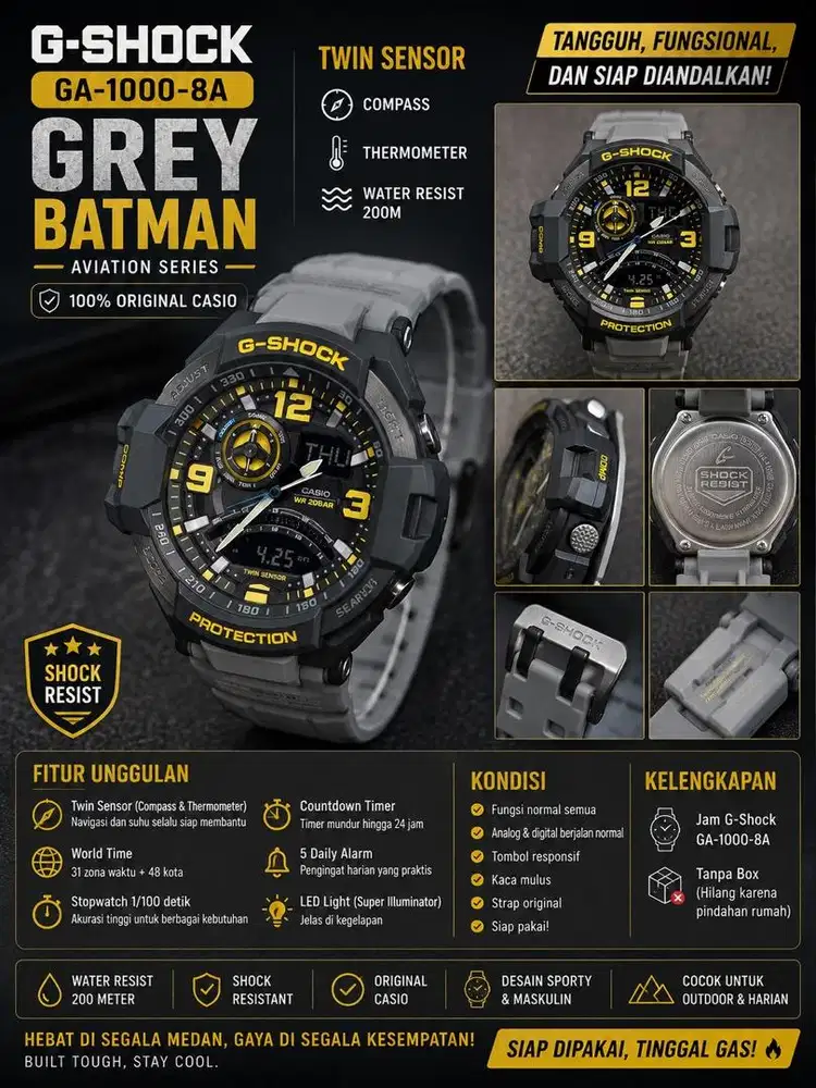 G-Shock GA1000 Grey Batman Original | Rare Colorway | No box