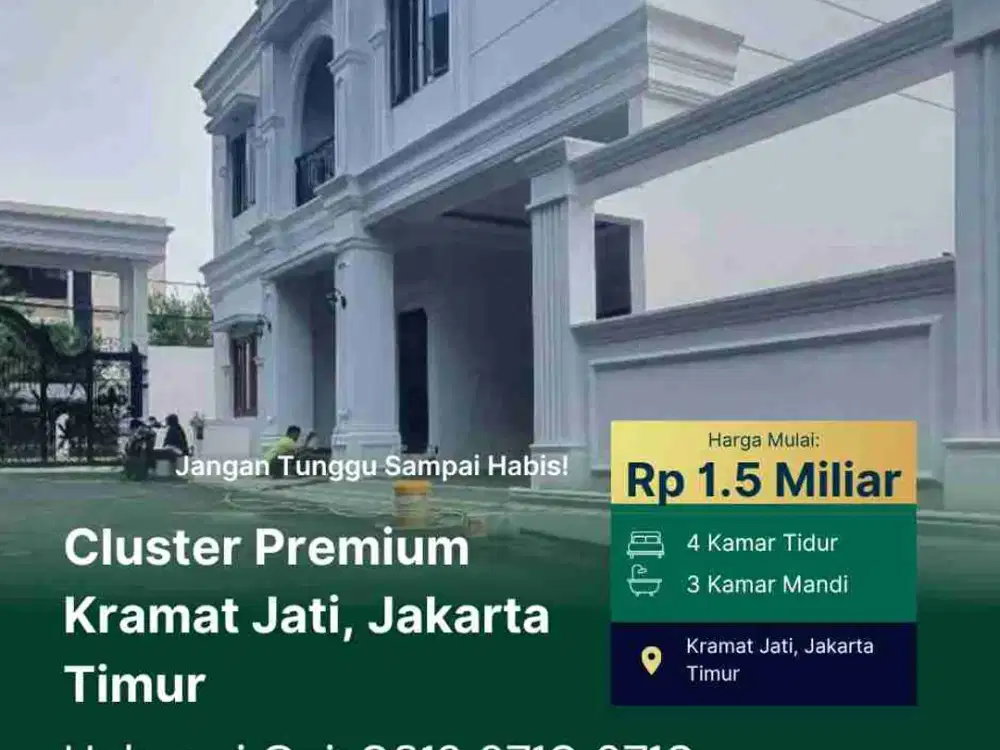 Rumah Cluster Dekat Tol TB Simatupang & LRT, Kramat Jati Jakarta Timur