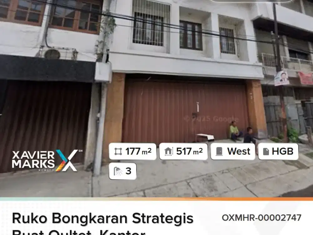 Ruko Jalan Bongkaran luas 177m2 dengan bangunan 3 lantai 517m2 cocok buat gudang, kantor, komersial