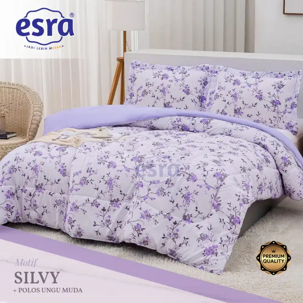Set sprei katun bunga ungu