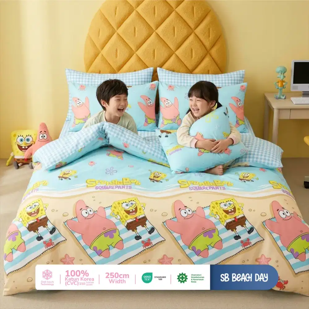 Set sprei anak katun premium spongebob