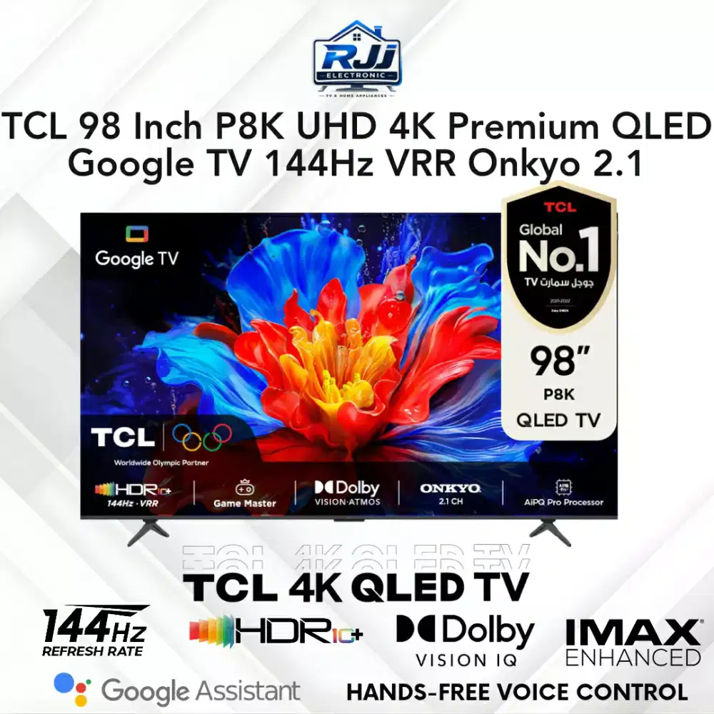 TCL 98 Inch P8K Premium QLED 144Hz VRR Google TV Onkyo 2.1