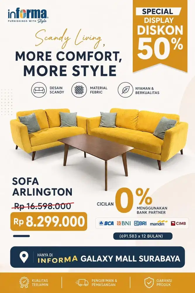 sofa arlington yellow