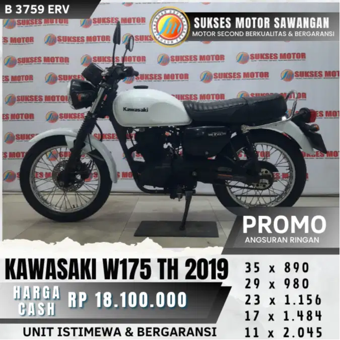 ISTIMEWA KAWASAKI W175 TH 2019 W 175 PUTIH MULUS BISA KREDIT GARANSI