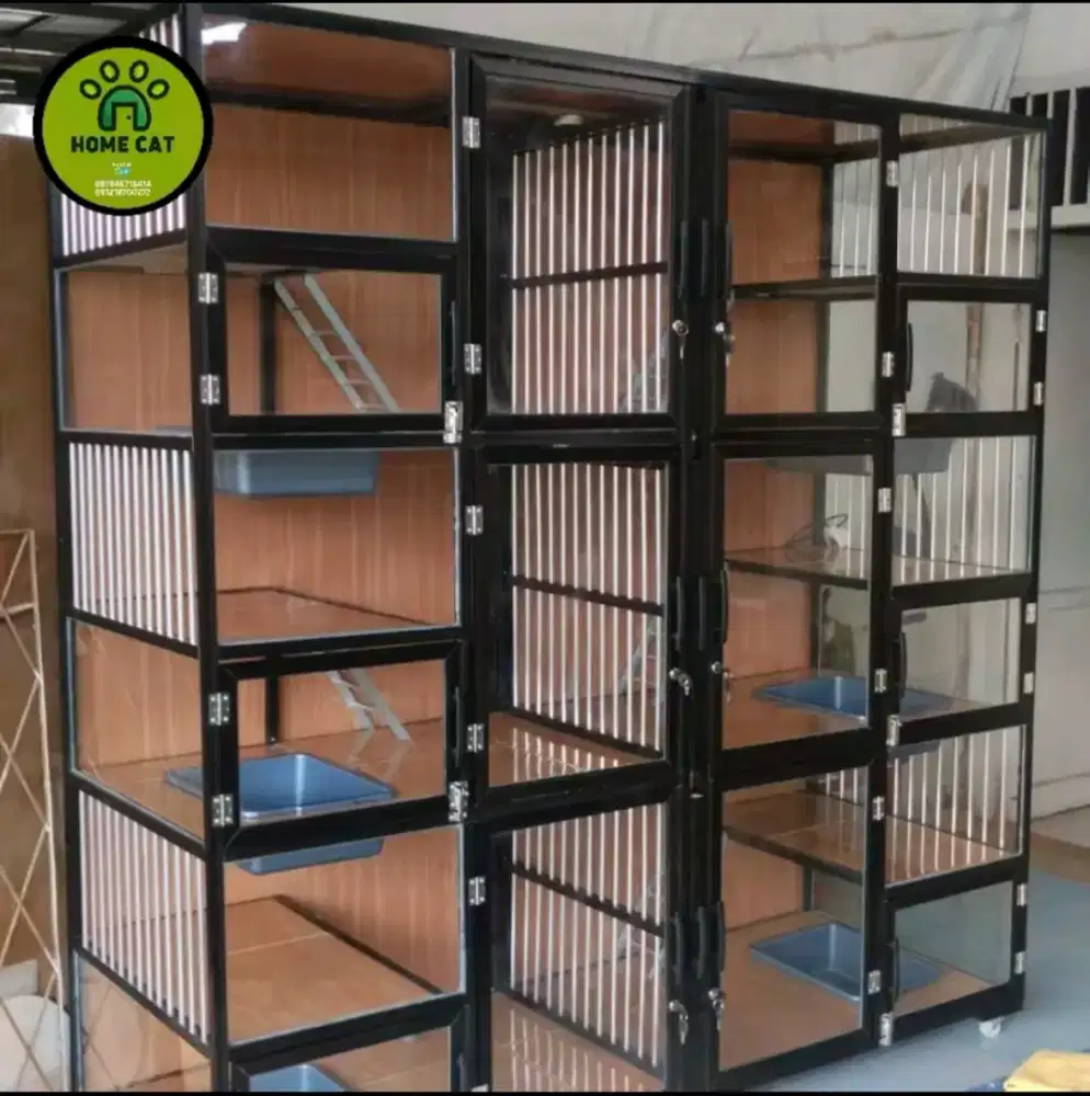 kandang kucing jumbo 200x70x200 kerangka alumunium, anti karat.