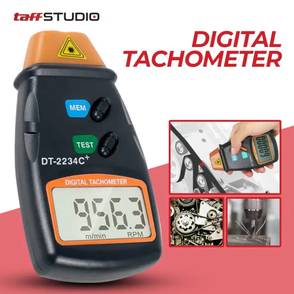 TaffSTUDIO Digital Laser Photo Tachometer LCD 2.5-99999 RPM