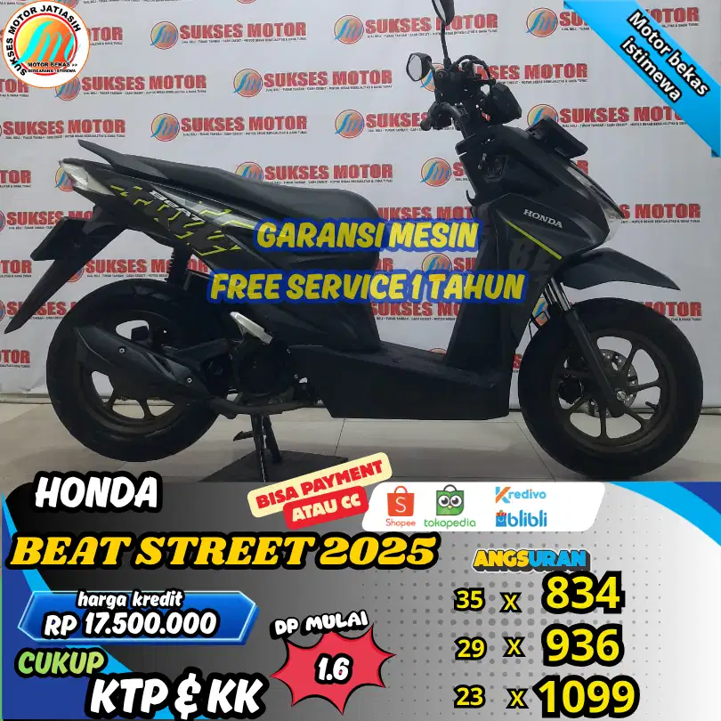 HONDA BEAT STREET 2025 ANGSURAN TERMURAH SYRT KTP&KK(SUKSESMOTOR)