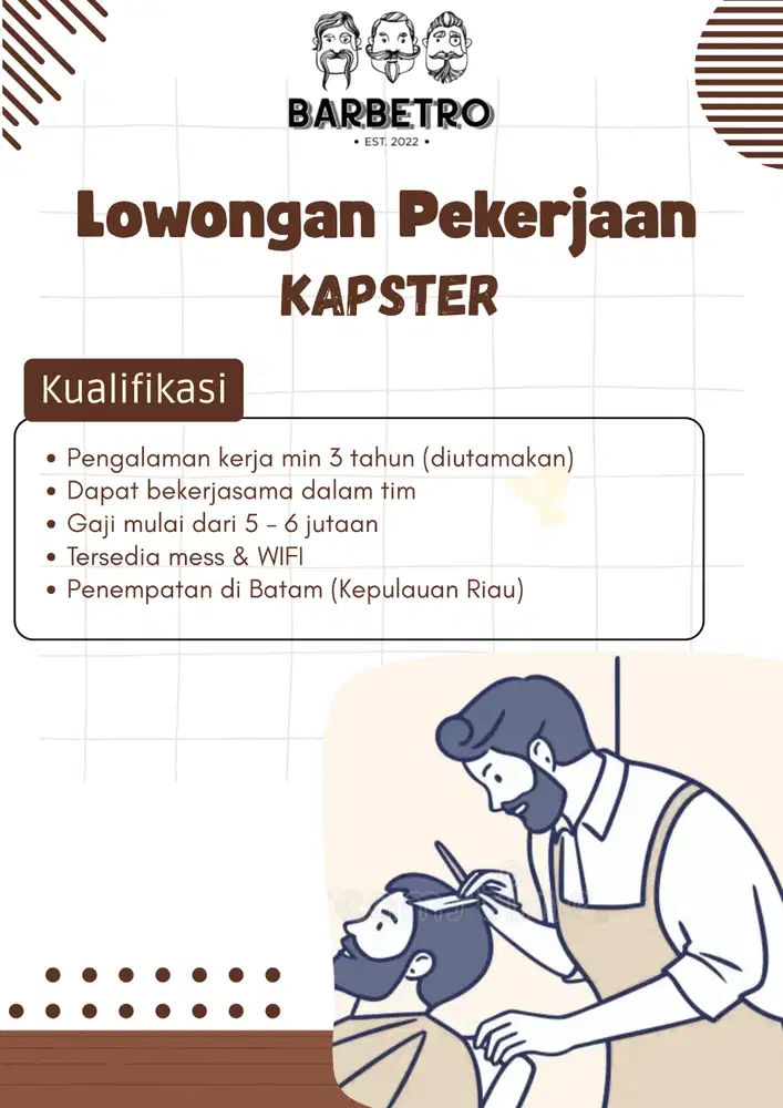 Dibutuhkan segera Kapster Barbershop