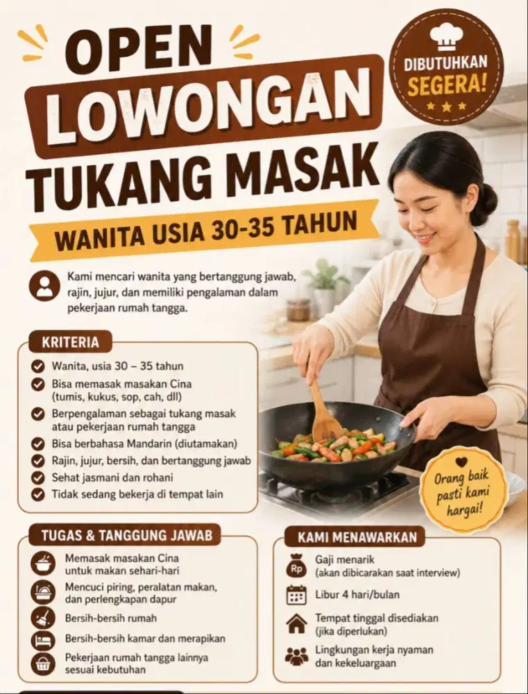 TUKANG MASAK/ASISTEN
