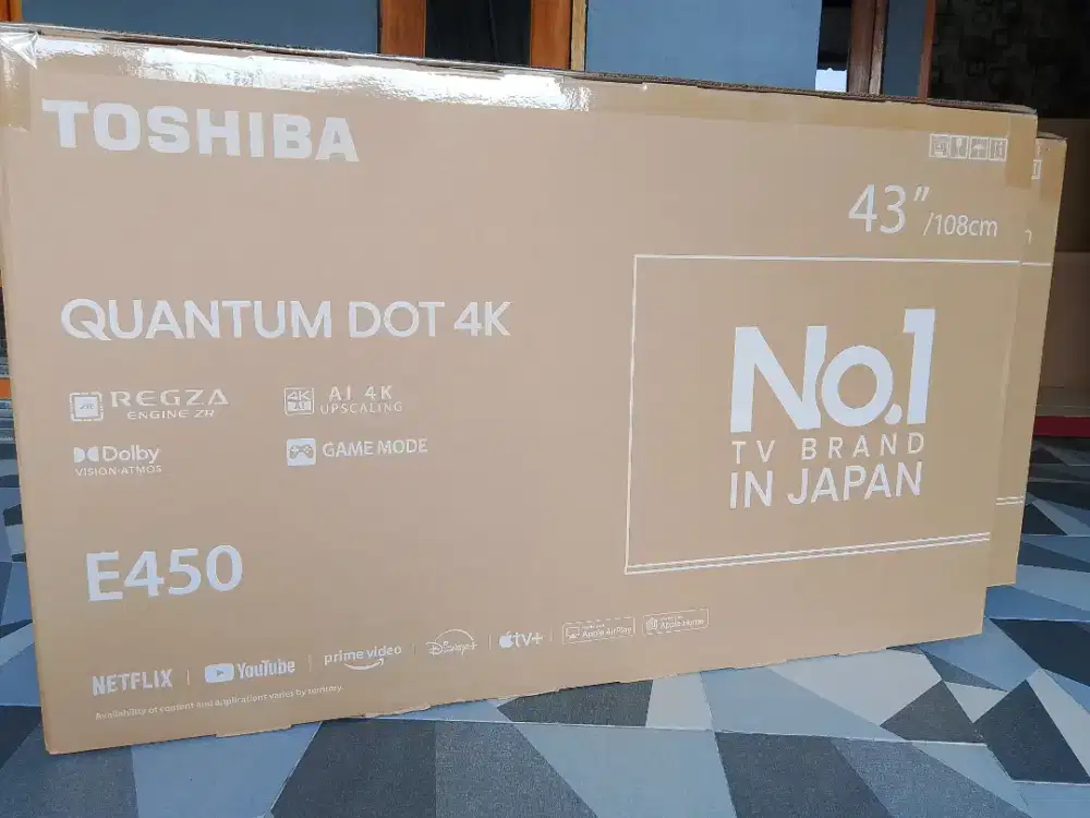 Toshiba smart tv 43 inch 43E45NP layar QLED 4K UHD Dolby Vision