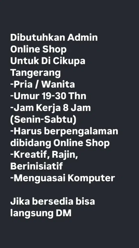 Loker admin online shop